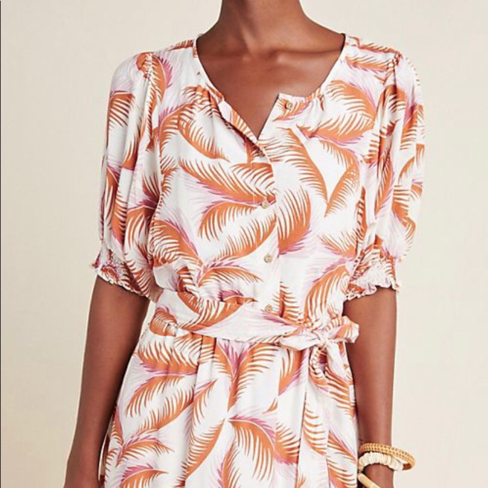 Anthropologie Nicole Puff-Sleeved Shirtdress